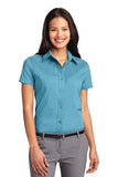 Port Authority Ladies Button Up Polo Custom Embroidered L508 Blue