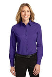 Port Authority Ladies Long Sleeve Button Up Purple Custom Embroidered L608