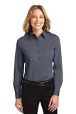 Port Authority Ladies Long Sleeve Button Up Steel Grey Custom Embroidered L608