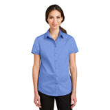 Port Authority Ladies Short Sleeve SuperPro Twill Shirt Sleeve Custom Embroidered L664 Ultramarine