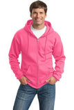 Port Company Full Zip Sweatshirt Custom Embroidered PC78ZH Neon Pink