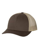 Richardson Patterned Low Profile Trucker Hat Custom Embroidered 115 Brown Khaki 