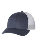 Richardson Patterned Low Profile Trucker Hat Custom Embroidered 115 Heather Navy silver