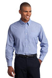 Port Authority Crosshatch Button Up Polo Cambray Blue Custom Embroidered S640