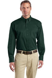 Corner Stone Long Sleeve Button Up Shirt Dark Green Custom Embroidered SP17