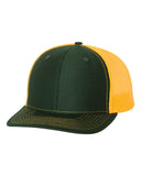 Richardson Trucker Dark Green Yellow Hat Custom Embroidered 112