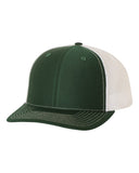Richardson Trucker Dark Green White Hat Custom Embroidered 112