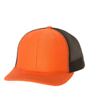 Richardson Trucker Orange Black Hat Custom Embroidered 112