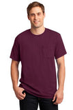 Jerzees Cotton Poly Pocket Shirt Maroon Custom Embroidered 29MP