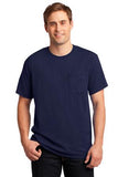 Jerzees Cotton Poly Pocket Shirt Navy Custom Embroidered 29MP