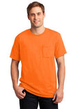 Jerzees Cotton Poly Pocket Shirt Safty orange Custom Embroidered 29MP
