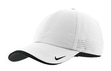 Nike Dri Fit Perforated Hat White Black Custom Embroidered 429467