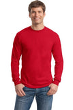 Gildan Long Sleeve Shirt Cotton Custom Embroidered 5400 Red