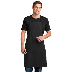 Port Authority Easy Care Extra Long Bib Apron With Stain Release Custom Embroidered A700 Black