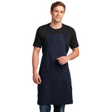 Port Authority Easy Care Extra Long Bib Apron With Stain Release Custom Embroidered A700 Navy