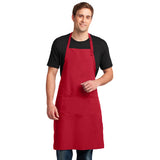 Port Authority Easy Care Extra Long Bib Apron With Stain Release Custom Embroidered A700 Red