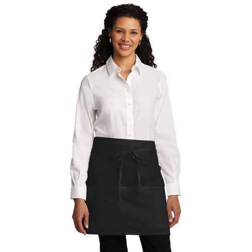 Port Authority Easy Care Half Bistro Apron Stain Release Custom Embroidered A706 Black