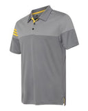 Adidas Heather 3 Stripes Block Sport Shirt Custom Embroidered A213 Grey Yellow