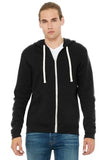 Bella Canvas Full Zip Hoodie Black Triblend Custom Embroidered BC3909