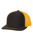 Richardson Trucker Black Gold Hat Custom Embroidered 112