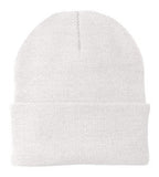 Port Company White Beanie Custom Embroidered CP90