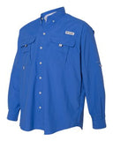 Columbia Bahama II Long Sleeve Shirt Custom Embroidered 101162 Vivid Blue
