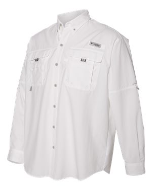 Columbia Bahama II Long Sleeve Shirt Custom Embroidered 101162 White