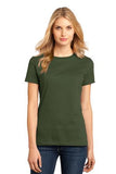 District Made Ladies Crew T Shirt Dark Green Custom Embroidered DM104L