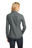 District Made Ladies Long Sleeve Shirt Custom Embroidered DM4800 Grey