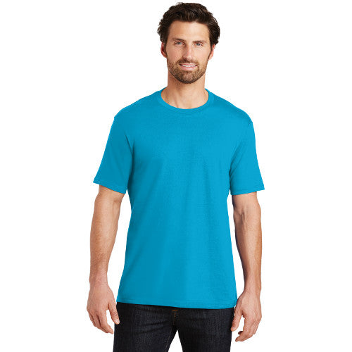 District Made Men Crew T Shirt Bright Turquoise Custom Embroidered DT104