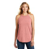 District Womans Perfect Tri Rocker Tank Custom Embroidered DT137L Blush Frost