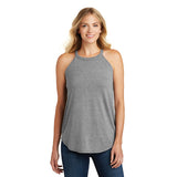 District Womans Perfect Tri Rocker Tank Custom Embroidered DT137L Grey Frost