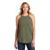 District Womans Perfect Tri Rocker Tank Custom Embroidered DT137L Military Green Frost