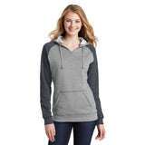 District Womans Lightweight Fleece Raglan Hoodie Custom Embroidered DT296 Grey Charcoal