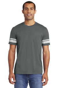 District Made Mens Game T Heathered Charcoal White Custom Embroidered DT376