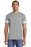 District Made Mens Game T Heathered Nickel White Custom Embroidered DT376
