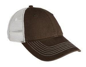 Custom Embroidered Olive and White Mesh Hat District DT607