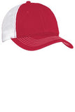 Custom Embroidered Red and White Mesh Hat District DT607