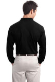 Port Authority Long Sleeve With Pocket Polo Black Custom Embroidered K500LSP