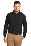 Port Authority Long Sleeve Silk Touch Polo Black Custom Embroidered K500LS