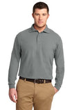Port Authority Long Sleeve Silk Touch Polo Cool Grey Custom Embroidered K500LS