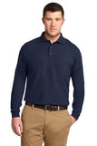 Port Authority Long Sleeve Silk Touch Polo Navy Custom Embroidered K500LS