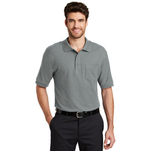 Port Authority Polo With Pocket Cool Grey Custom Embroidered K500p