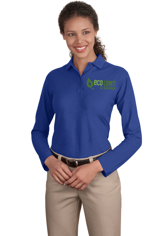 Port Authority Ladies Long Sleeve Polo Royal Custom Embroidered L500LS