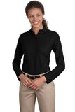 Port Authority Ladies Long Sleeve Polo Black Custom Embroidered L500LS