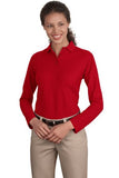 Port Authority Ladies Long Sleeve Polo Red Custom Embroidered L500LS