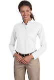 Port Authority Ladies Long Sleeve Polo White Custom Embroidered L500LS