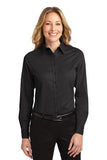 Port Authority Ladies Long Sleeve Button Up Black Custom Embroidered L608