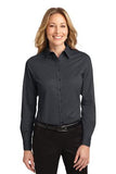 Port Authority Ladies Long Sleeve Button Up Light Stone Black Custom Embroidered L608