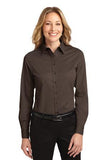 Port Authority Ladies Long Sleeve Button Up Coffee Bean Custom Embroidered L608